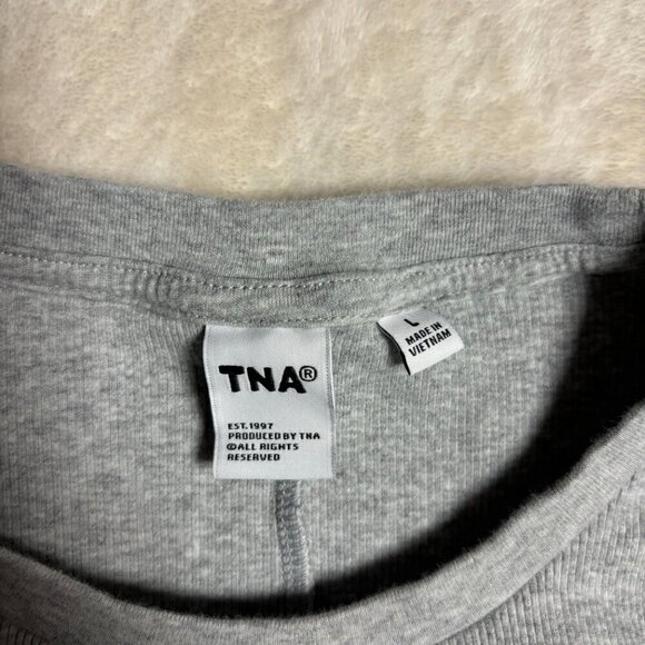 TNA Women Homestretch Highline Dress Size Large Gray Stretch Rib Artizia Bodycon - Picture 2 of 12